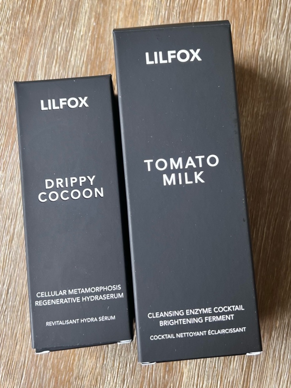 Tomato Milk Cleansing Enzyme and Drippy Cocoon Hydraserum — Black